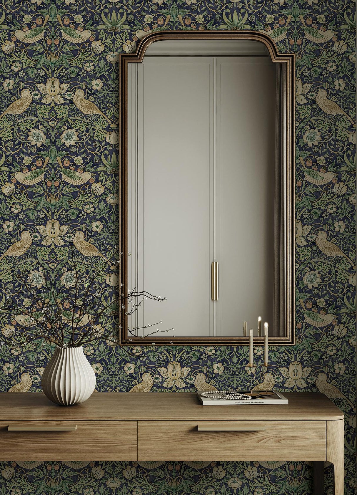 York Strawberry Thief Ink Blue Peel and Stick Wallpaper