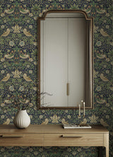 York Strawberry Thief Ink Blue Peel and Stick Wallpaper