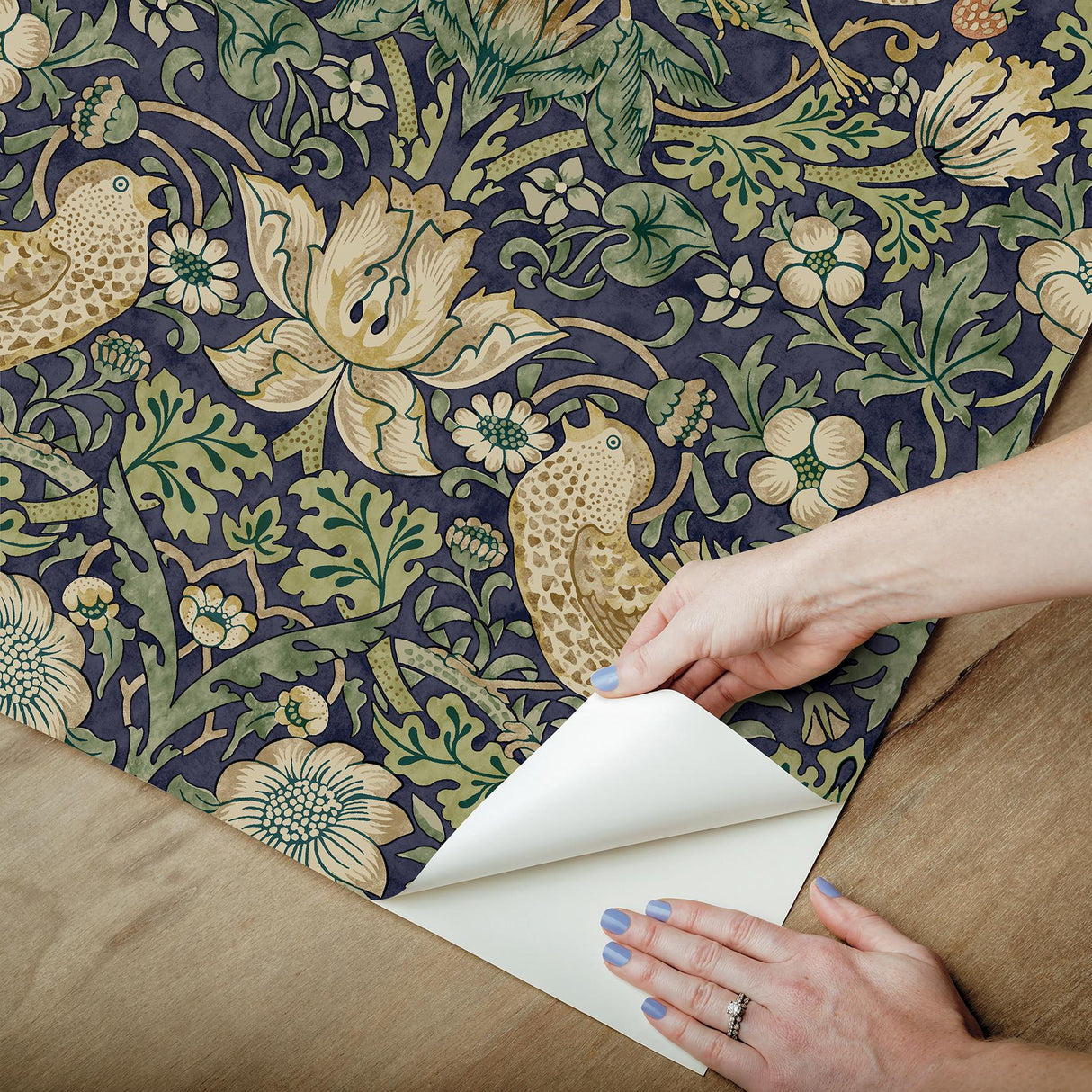 York Strawberry Thief Ink Blue Peel and Stick Wallpaper