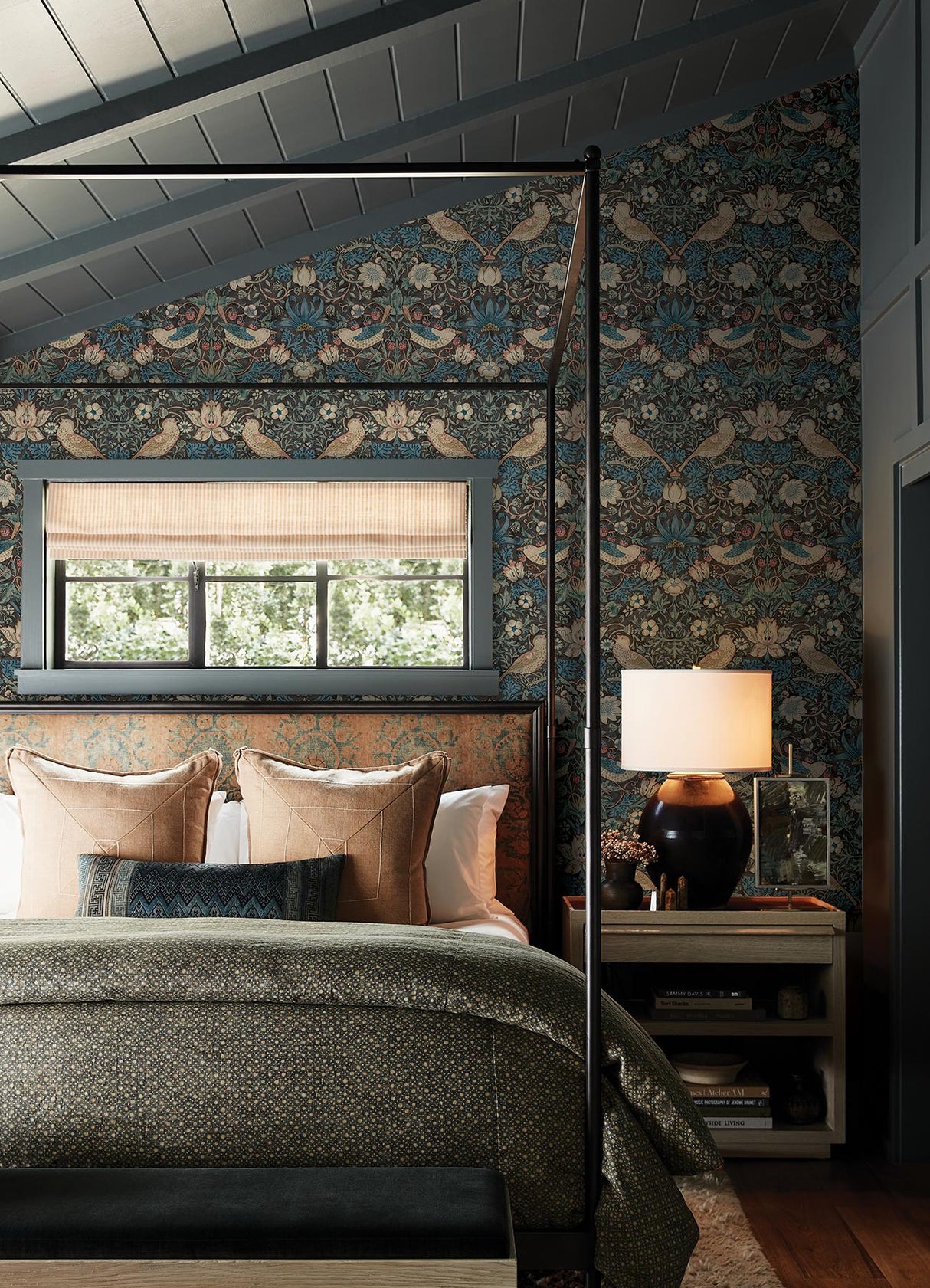 York Strawberry Thief Charcoal Peel and Stick Wallpaper