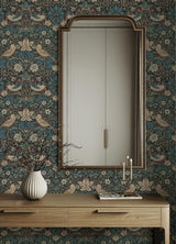 York Strawberry Thief Charcoal Peel and Stick Wallpaper