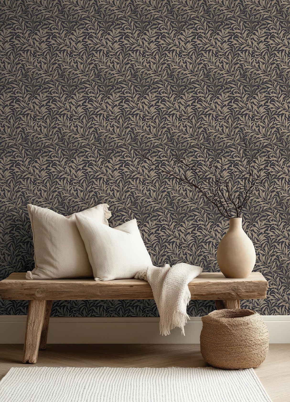 York Willow Boughs Charcoal Peel and Stick Wallpaper