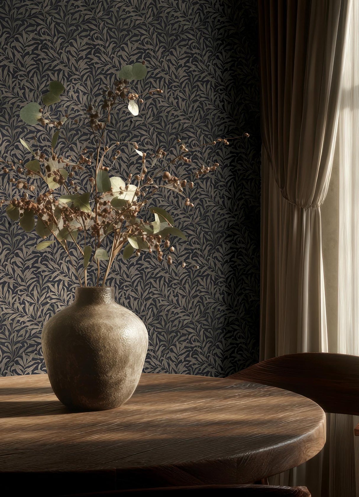 York Willow Boughs Charcoal Peel and Stick Wallpaper