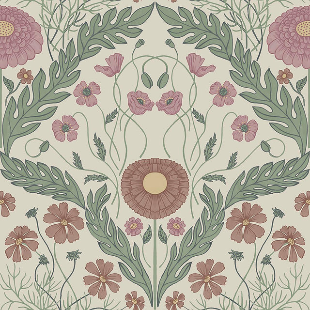 York Marguerite Multicolor Damask Wallpaper