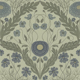York Marguerite Green Damask Wallpaper
