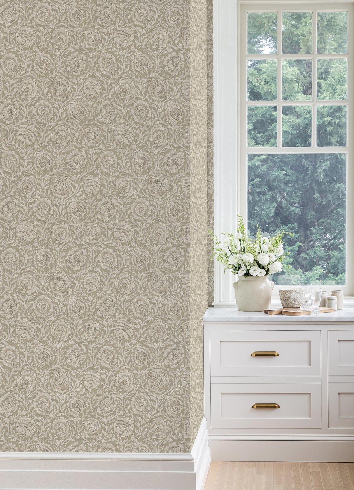 York Aliviya Pistachio Peel and Stick Wallpaper