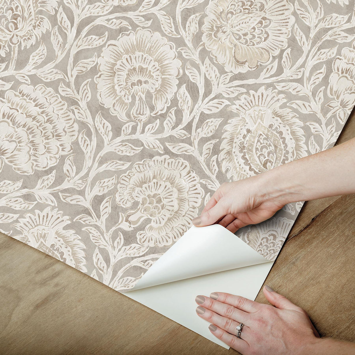 York Aliviya Peppercorn Peel and Stick Wallpaper