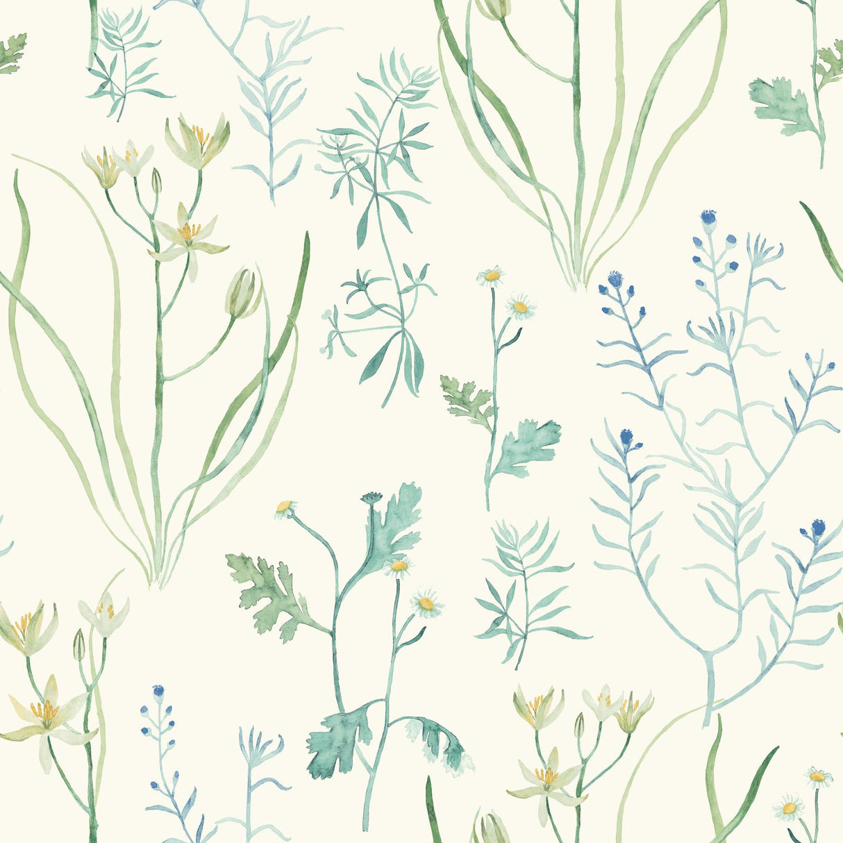 York Alpine White Botanical Wallpaper