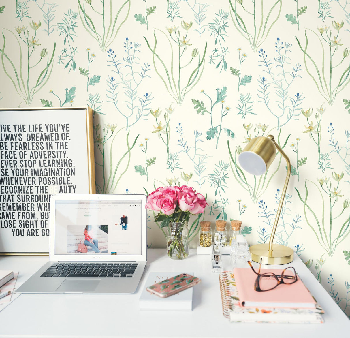 York Alpine White Botanical Wallpaper