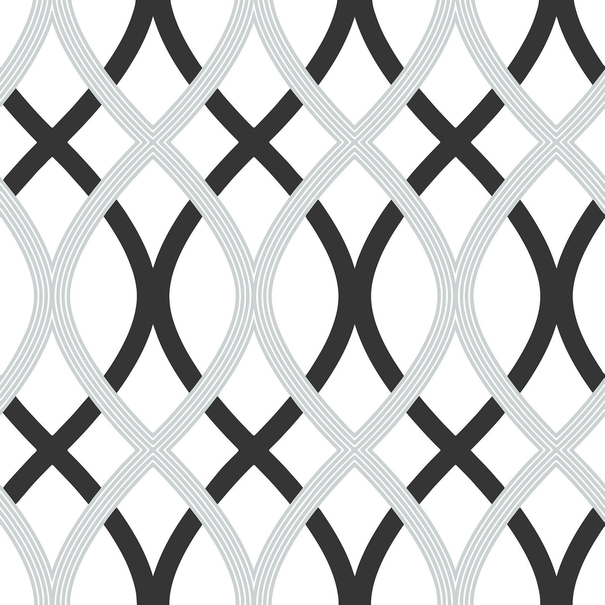 York Black and Silver Lattice Peel & Stick Wallpaper