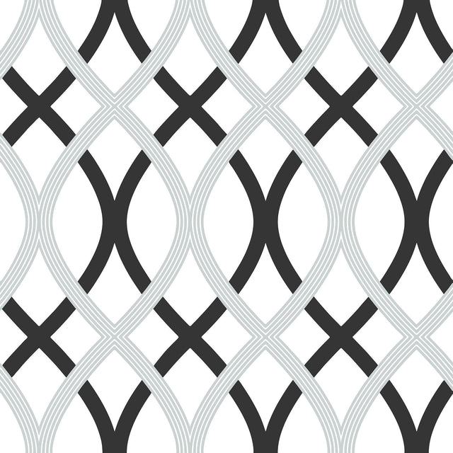 York Black and Silver Lattice Peel & Stick Wallpaper