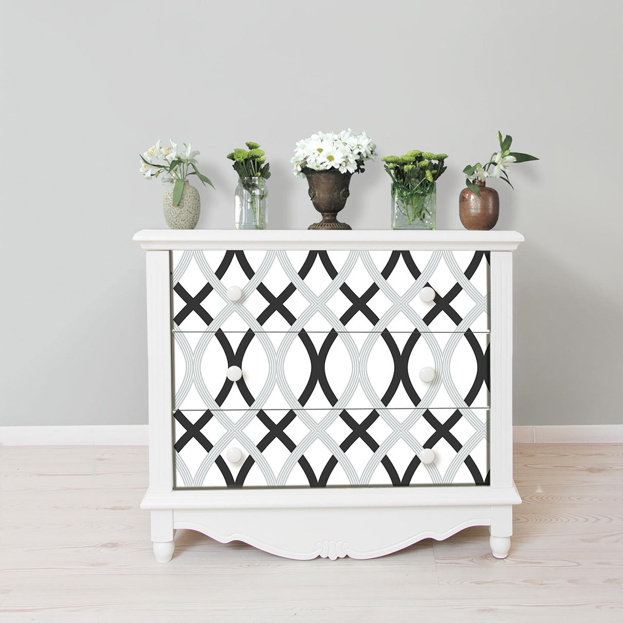 York Black and Silver Lattice Peel & Stick Wallpaper