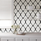 York Black and Silver Lattice Peel & Stick Wallpaper