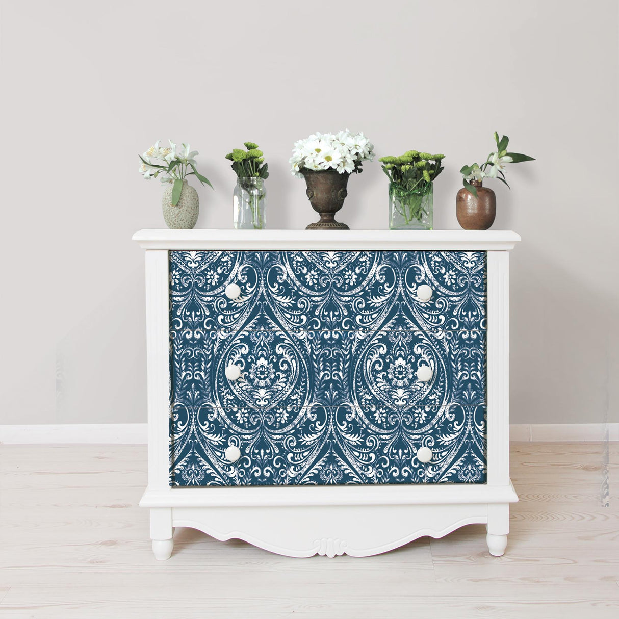 York Bohemian Damask Indigo Peel & Stick Wallpaper