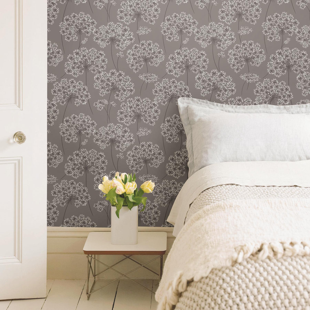 York Angelica Grey Peel & Stick Wallpaper