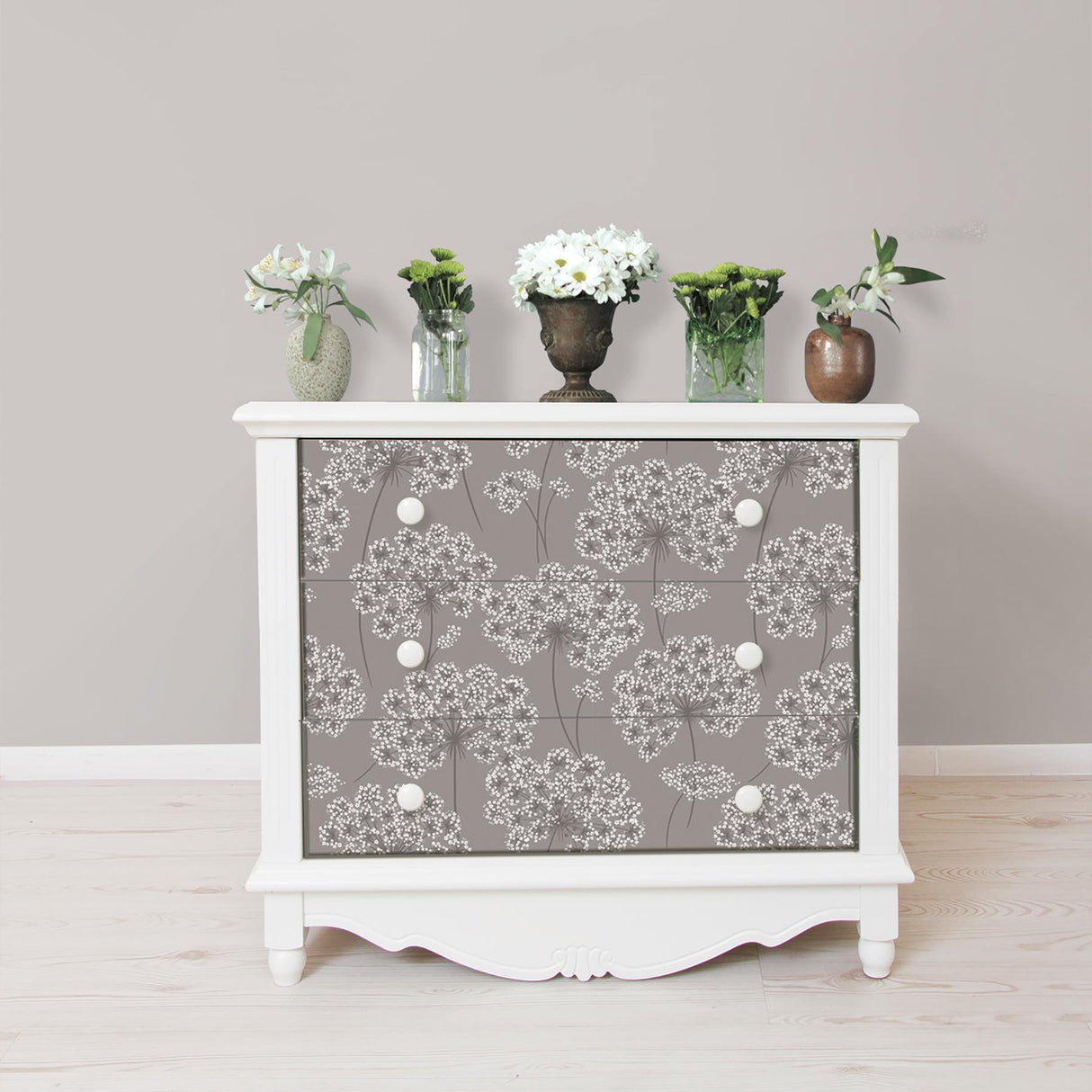 York Angelica Grey Peel & Stick Wallpaper