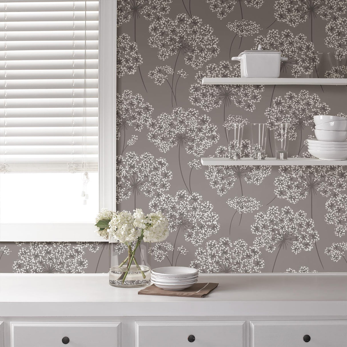 York Angelica Grey Peel & Stick Wallpaper