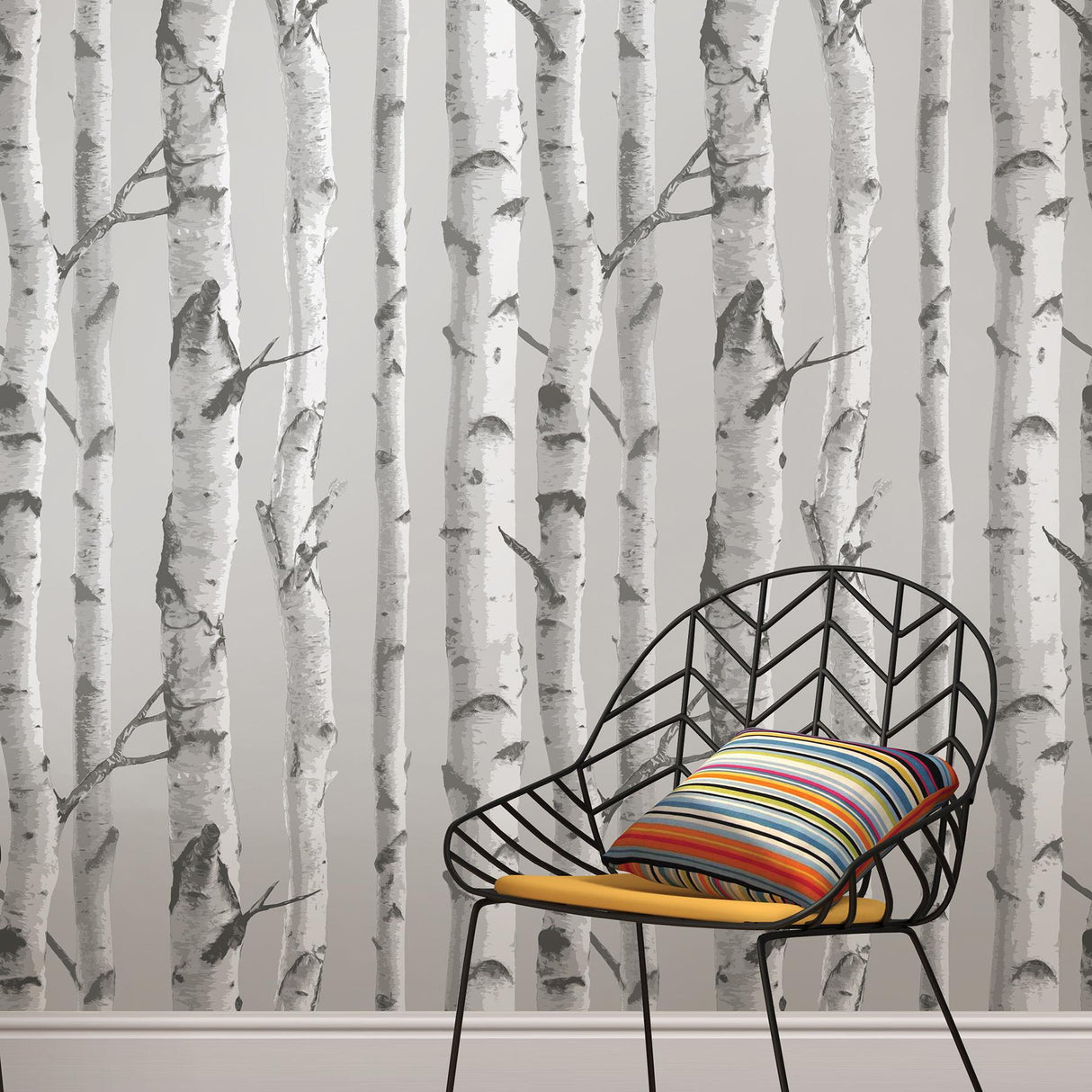 York Mountain Birch Grey Peel & Stick Wallpaper