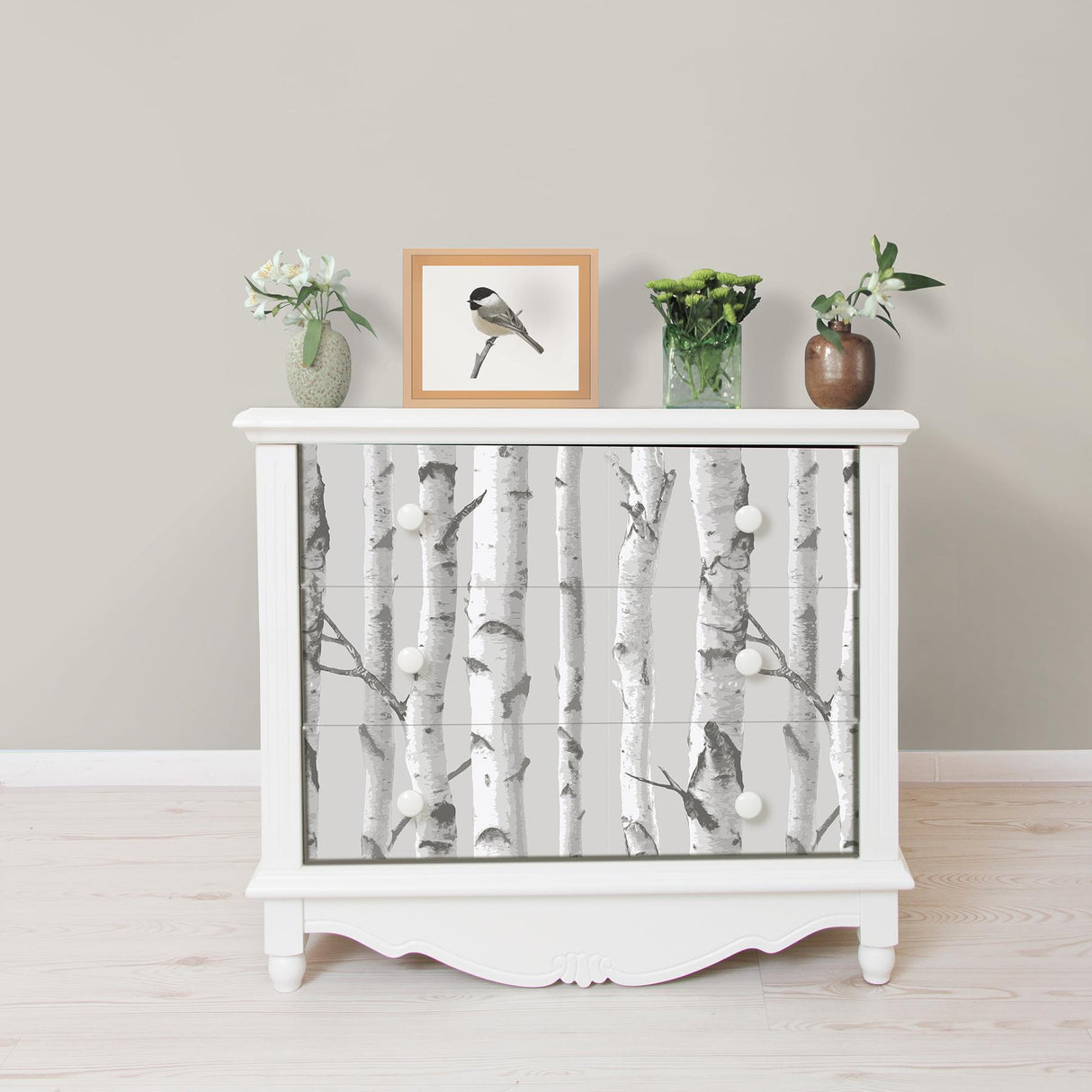 York Mountain Birch Grey Peel & Stick Wallpaper