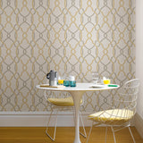 York Sausalito Taupe/Yellow Peel & Stick Wallpaper