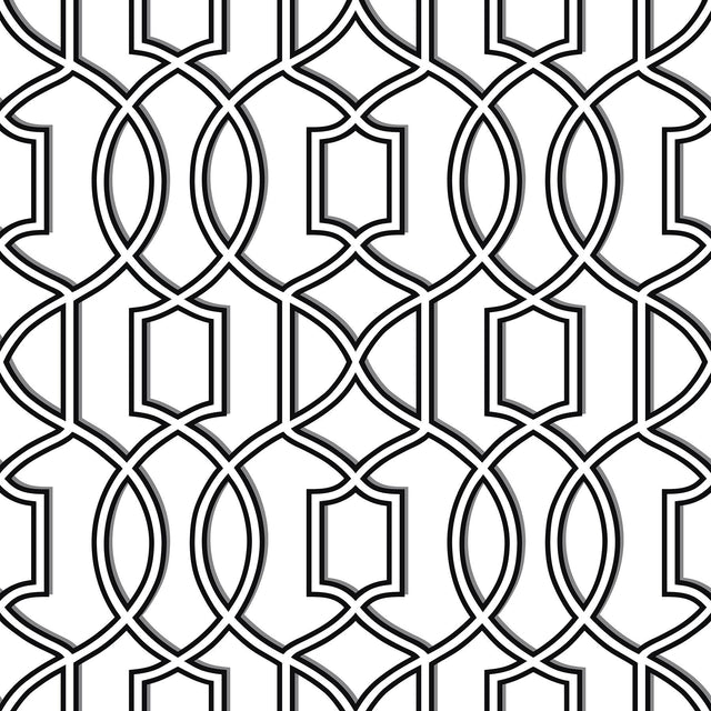 York Uptown Trellis Black/White Peel & Stick Wallpaper