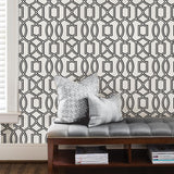 York Uptown Trellis Black/White Peel & Stick Wallpaper