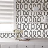 York Uptown Trellis Black/White Peel & Stick Wallpaper