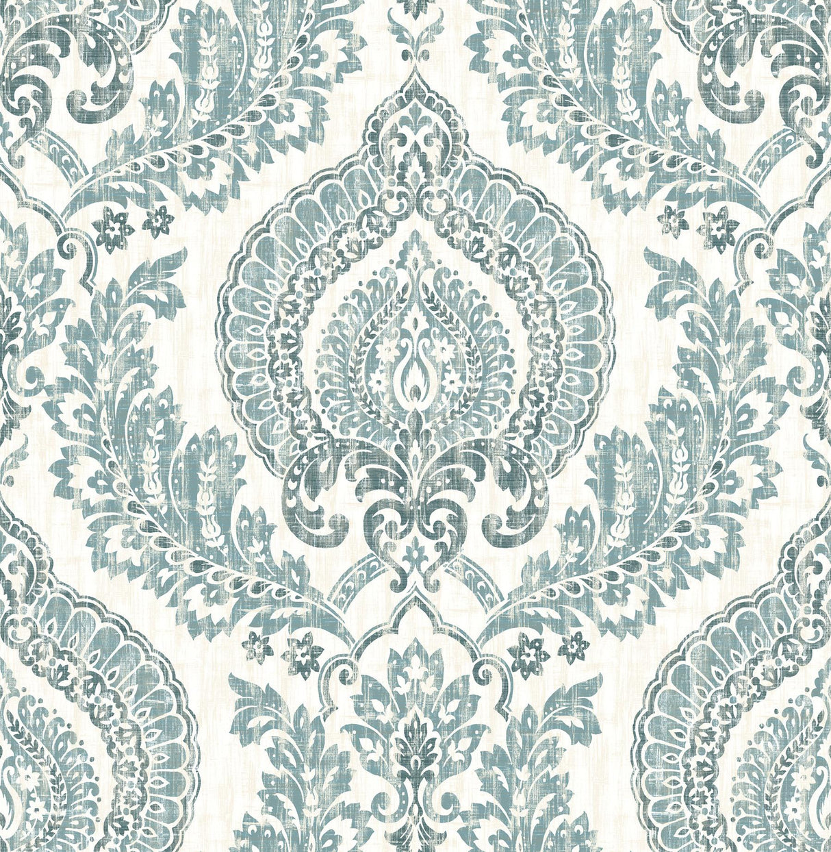 York Kensington Damask Blue Peel & Stick Wallpaper