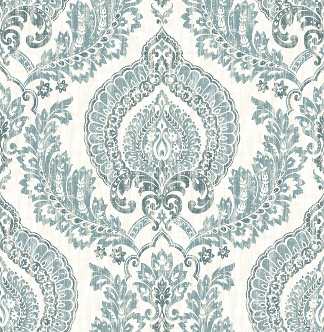 York Kensington Damask Blue Peel & Stick Wallpaper