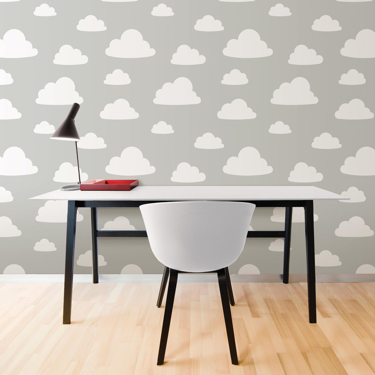 York Clouds Grey Peel & Stick Wallpaper