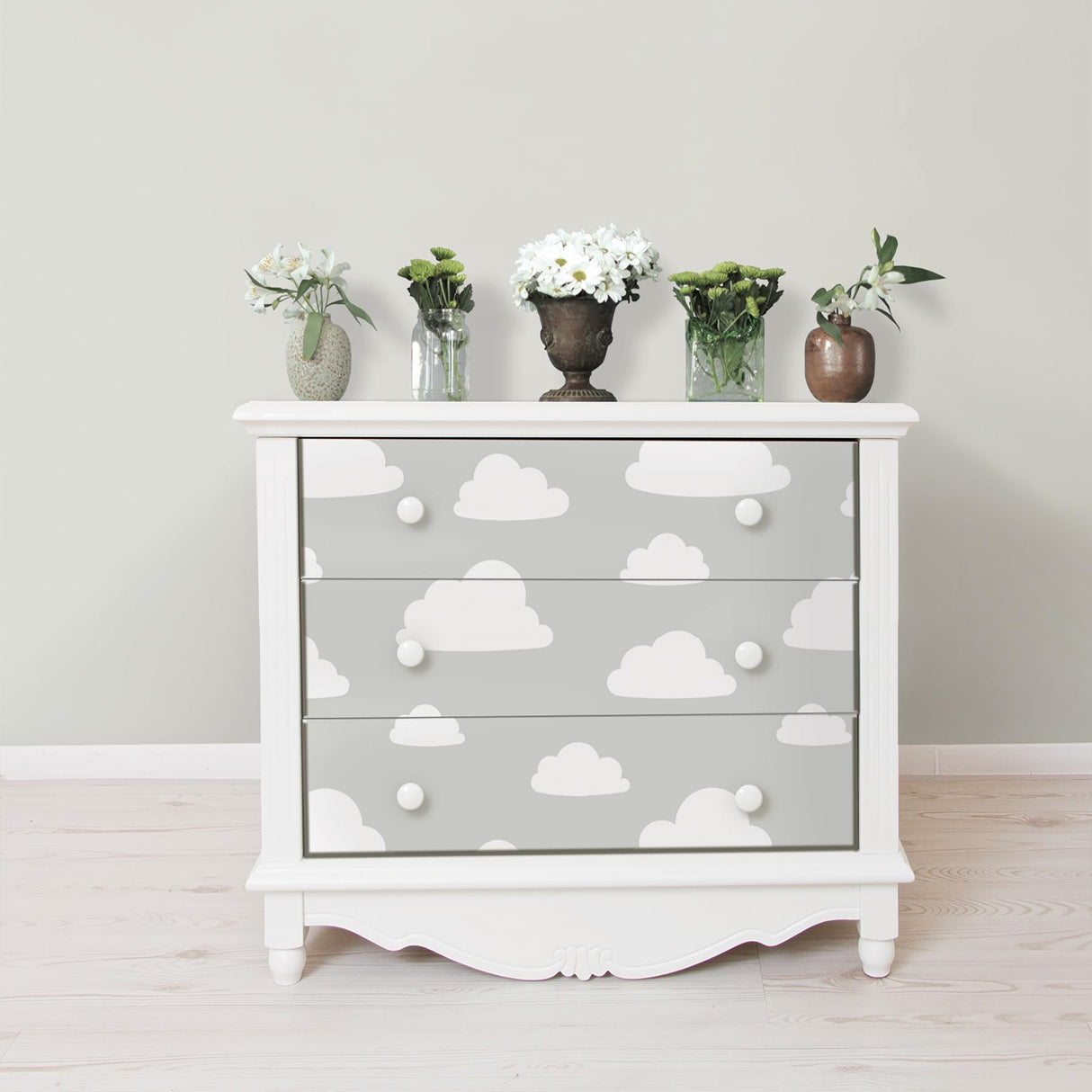 York Clouds Grey Peel & Stick Wallpaper
