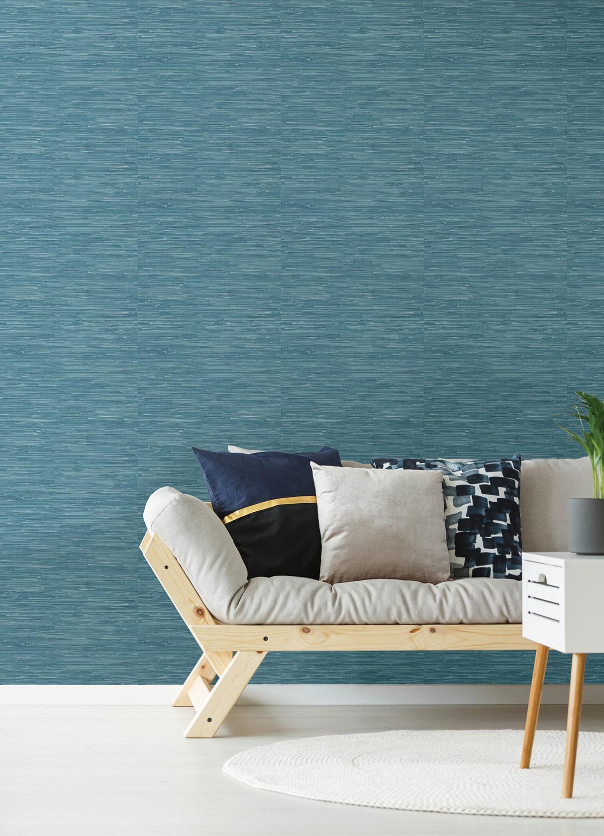 York Navy Grassweave Peel & Stick Wallpaper
