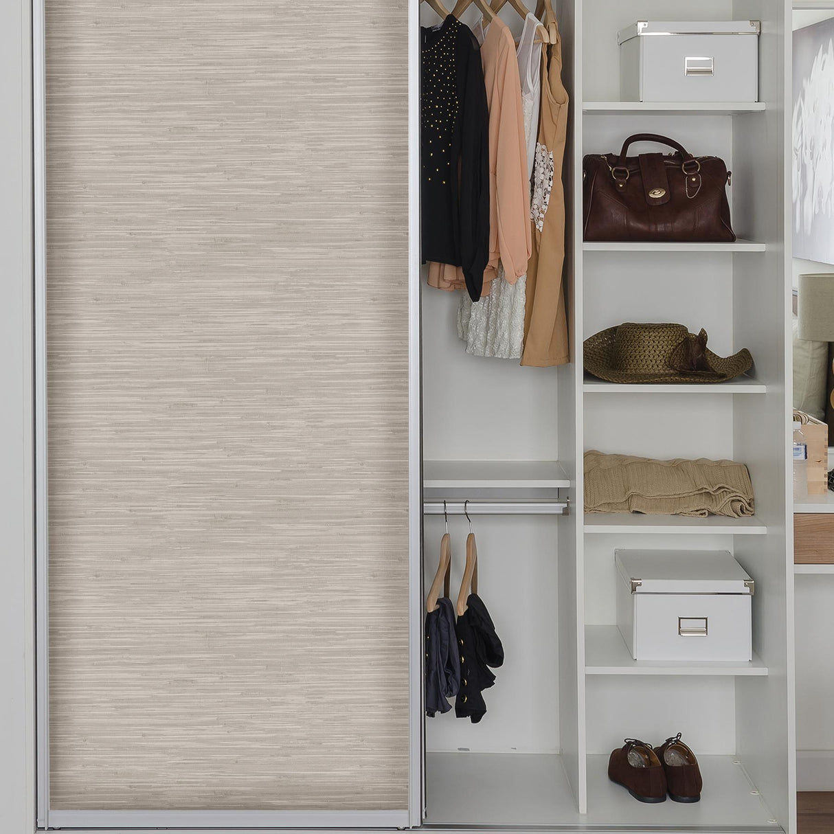 York Cream Grassweave Peel & Stick Wallpaper
