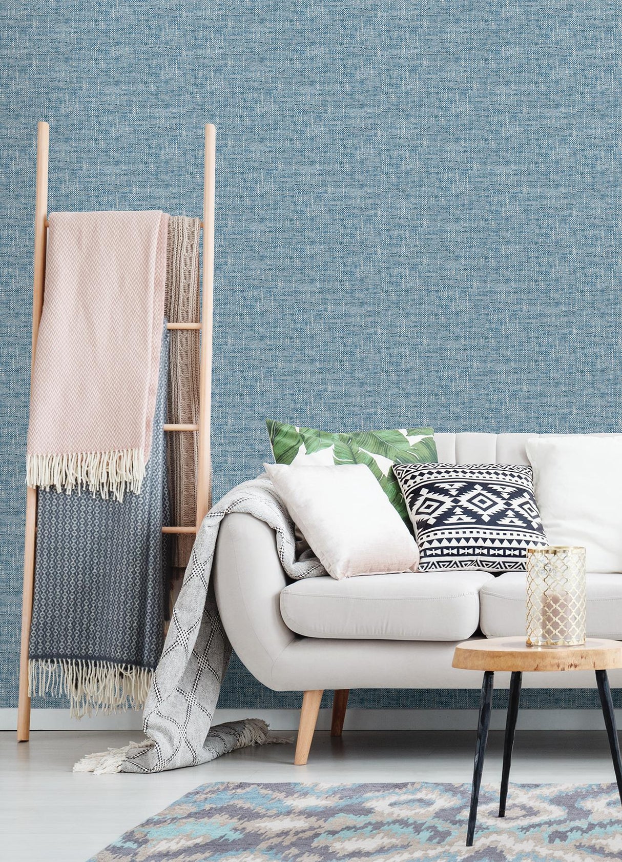 York Navy Poplin Texture Peel & Stick Wallpaper