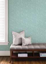 York Aqua Poplin Texture Peel & Stick Wallpaper
