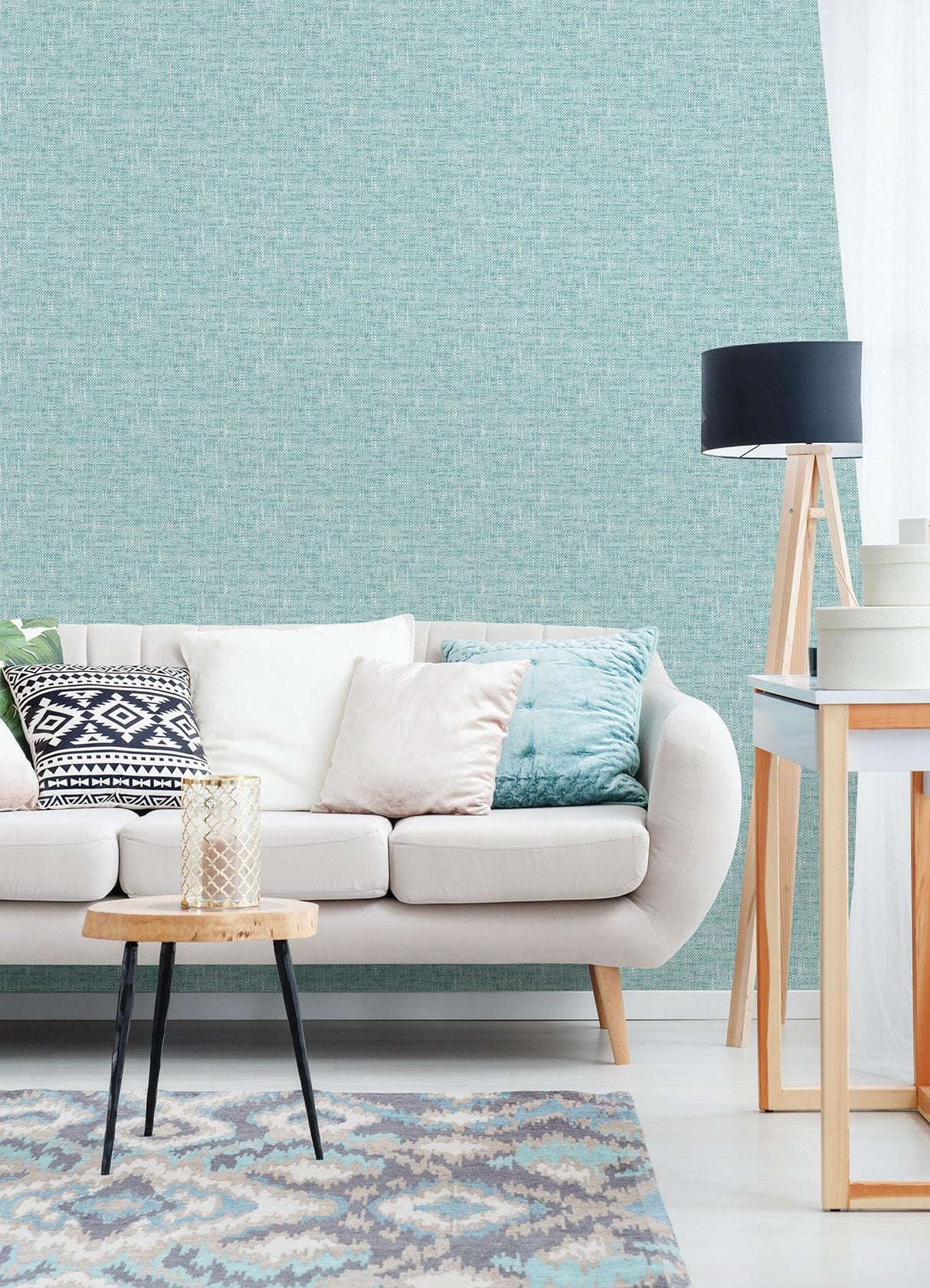 York Aqua Poplin Texture Peel & Stick Wallpaper