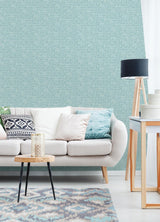 York Aqua Poplin Texture Peel & Stick Wallpaper