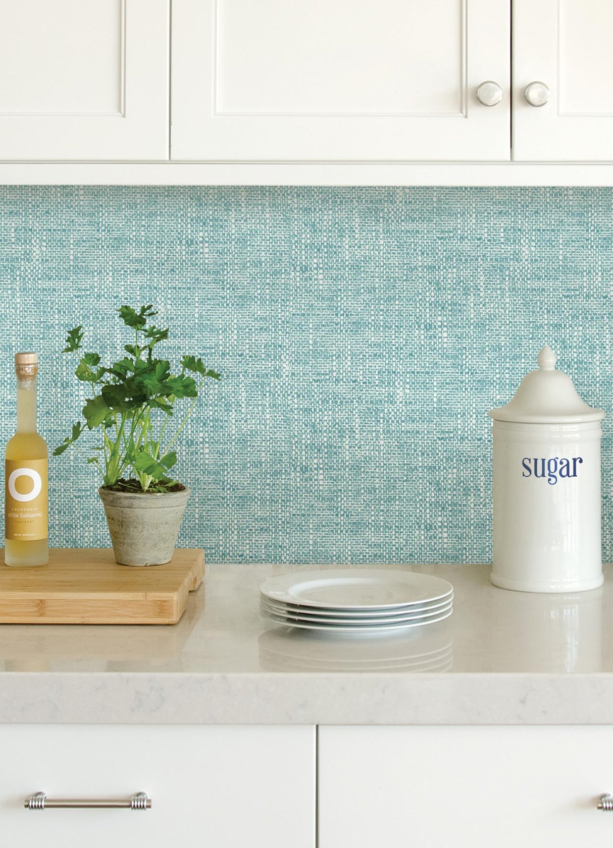 York Aqua Poplin Texture Peel & Stick Wallpaper