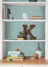 York Aqua Poplin Texture Peel & Stick Wallpaper