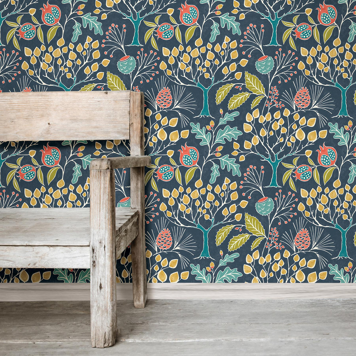 York Groovy Garden Navy Peel & Stick Wallpaper