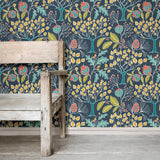 York Groovy Garden Navy Peel & Stick Wallpaper
