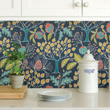 York Groovy Garden Navy Peel & Stick Wallpaper