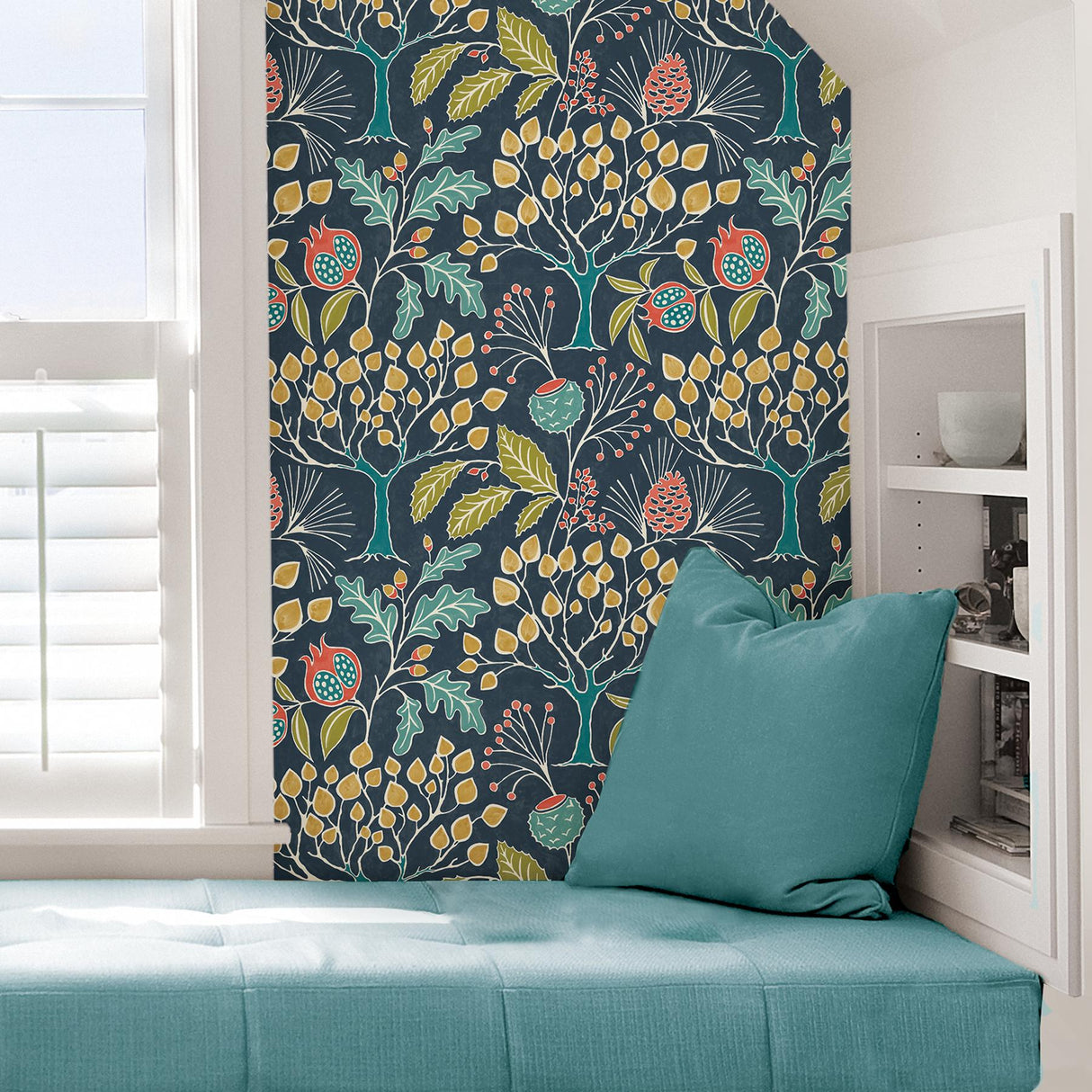 York Groovy Garden Navy Peel & Stick Wallpaper