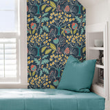 York Groovy Garden Navy Peel & Stick Wallpaper