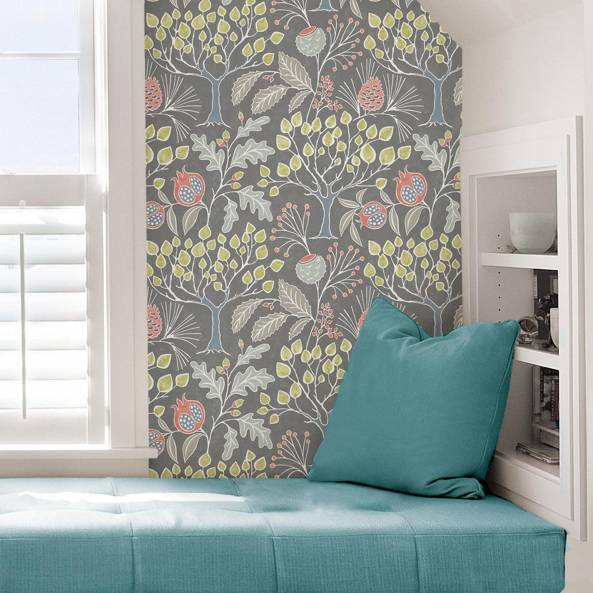 York Groovy Garden Grey Peel & Stick Wallpaper