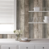 York Reclaimed Wood Plank Natural Peel & Stick Wallpaper