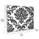 York Ariel Black & White Damask Peel & Stick Wallpaper