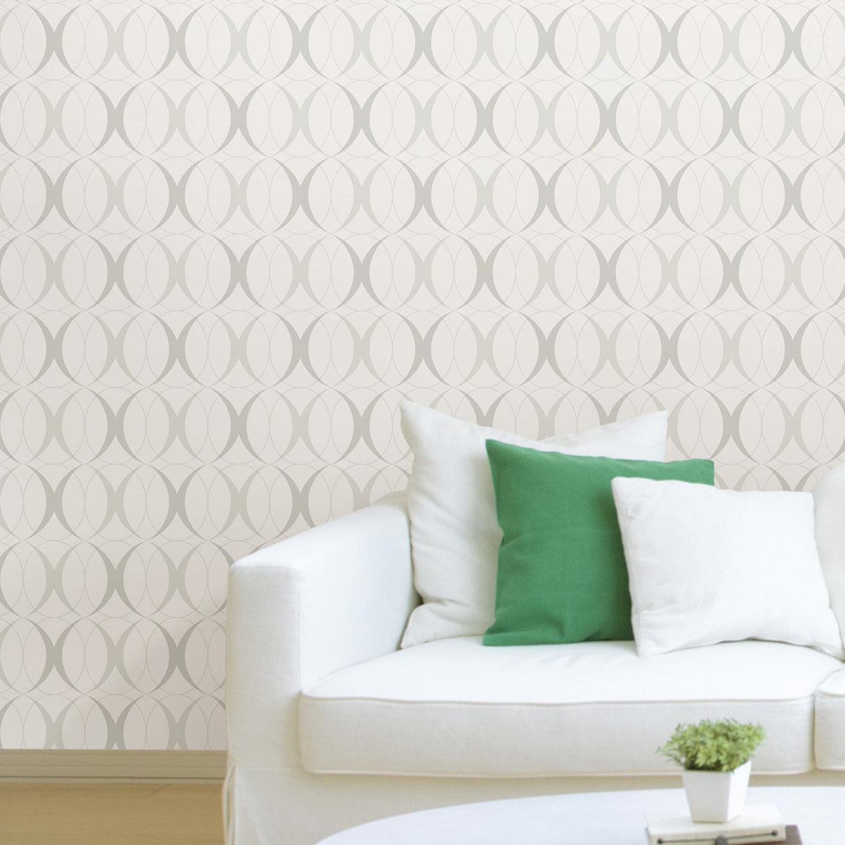 York Circulate Light Silver Peel & Stick Wallpaper