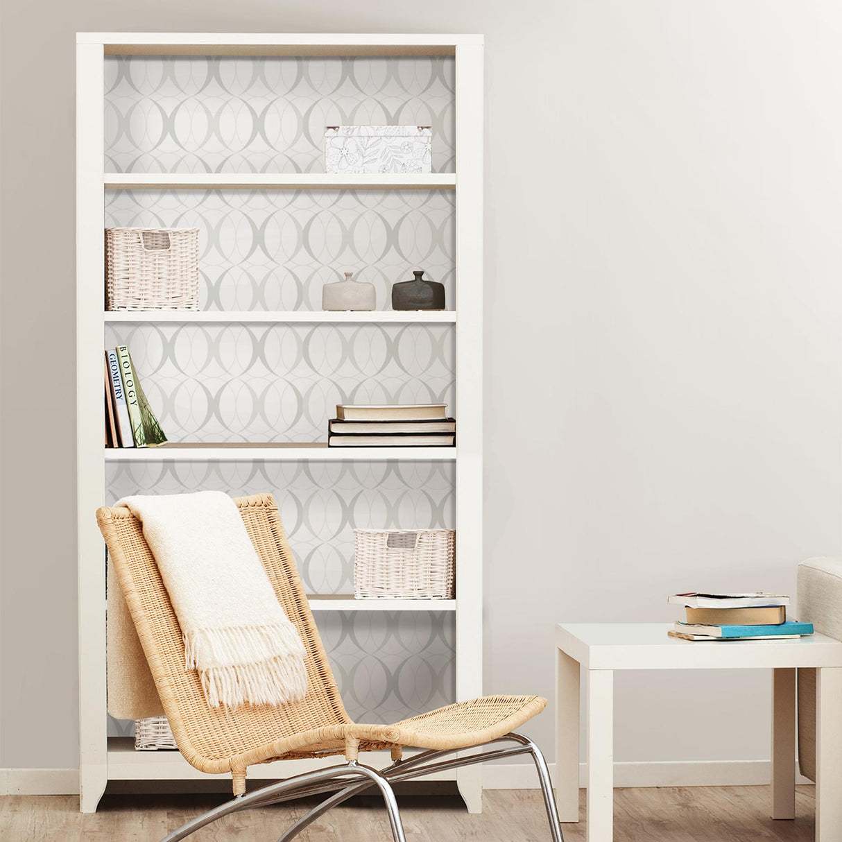 York Circulate Light Silver Peel & Stick Wallpaper