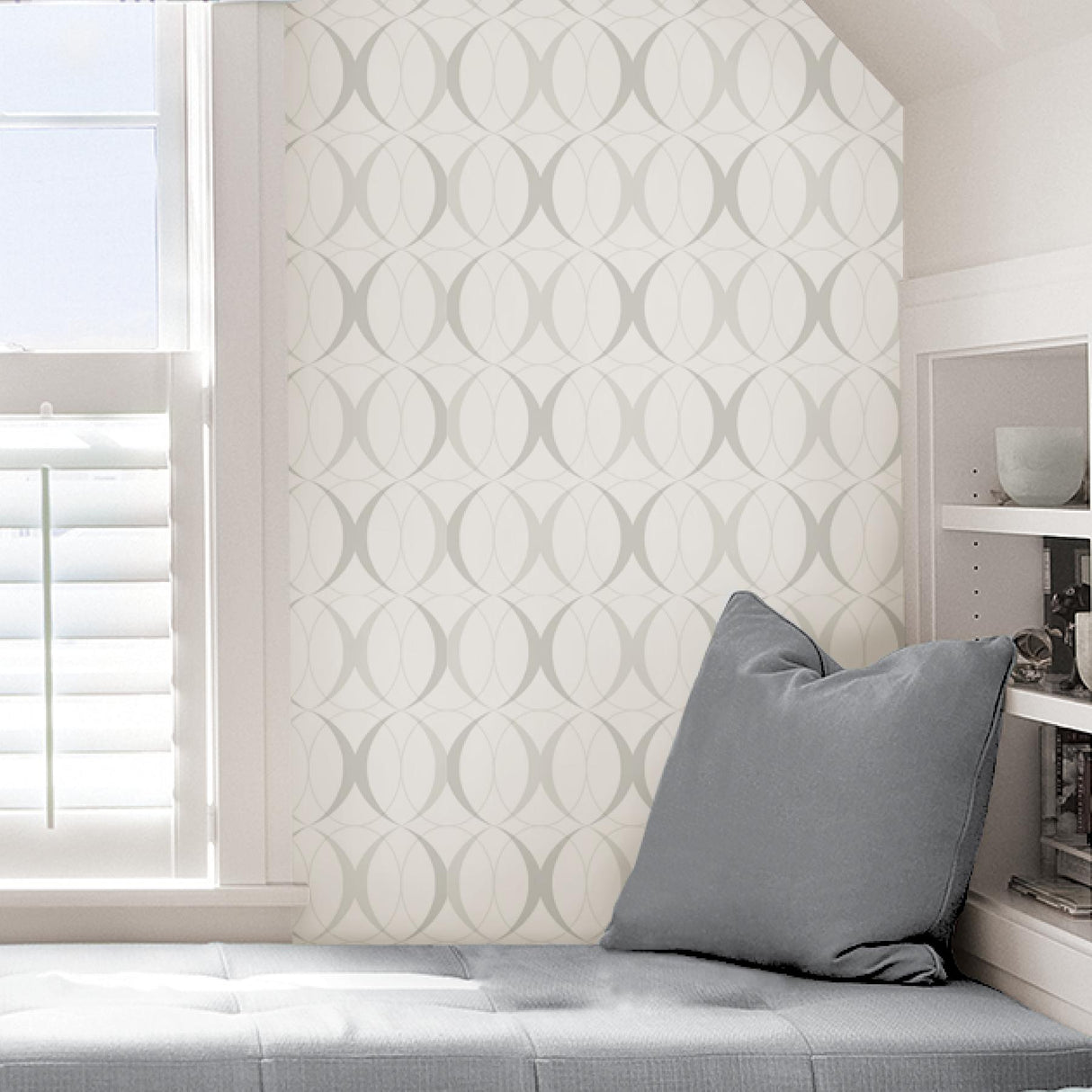 York Circulate Light Silver Peel & Stick Wallpaper